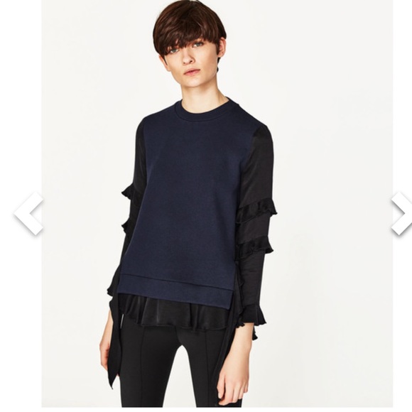 Zara Premium Sweatshirt Collection Frill Sweater - Picture 7 of 8